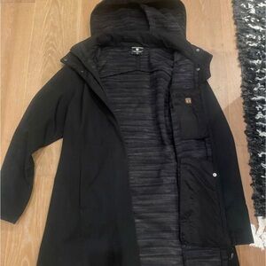 Elegant Black fully lined Hooded Rain Coat